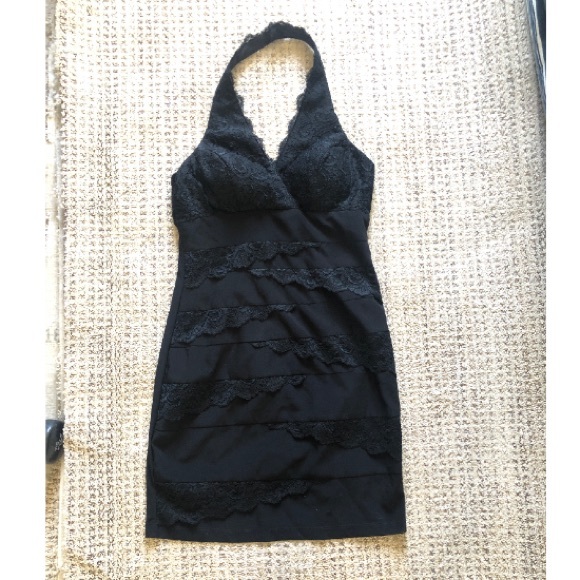 New BETSY & ADAM $179 Black Halter Dress - Picture 3 of 6